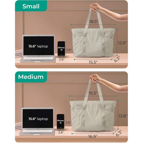 Tote Bag for Women, Tote Bag with Zipper Work Tote with Compartments Nurse Shoul - Picture 3 of 7